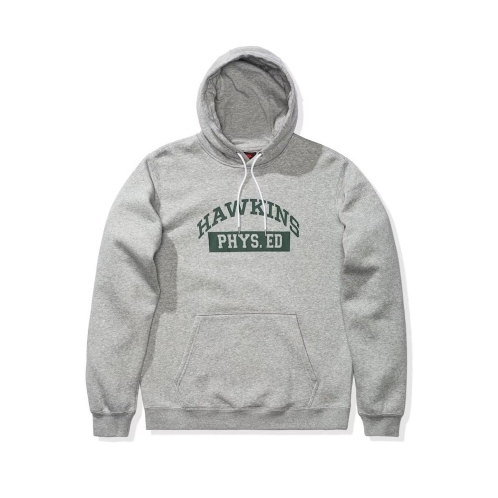 Rare Nike x Stranger Things Hawkins High Phys Ed Hoodie Grey Large